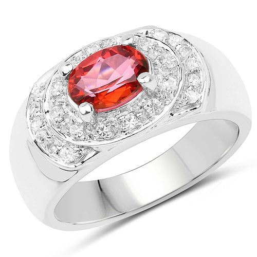 1.37 Carat Genuine Pink Topaz & White Cubic Zirconia Ring