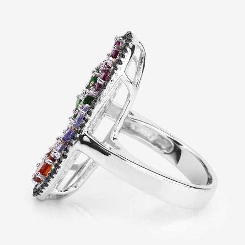 5.01 Carat Multi-Stone .925 Sterling Silver Engagement Ring