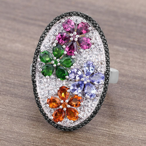 5.01 Carat Multi-Stone .925 Sterling Silver Engagement Ring