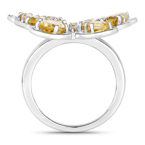 Bague Papillon en Citrine Naturelle de 4,43 Carats en Argent Sterling