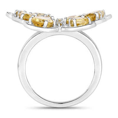 Anillo de Mariposa de Citrino Genuino de 4.43 Quilates en Plata Esterlina
