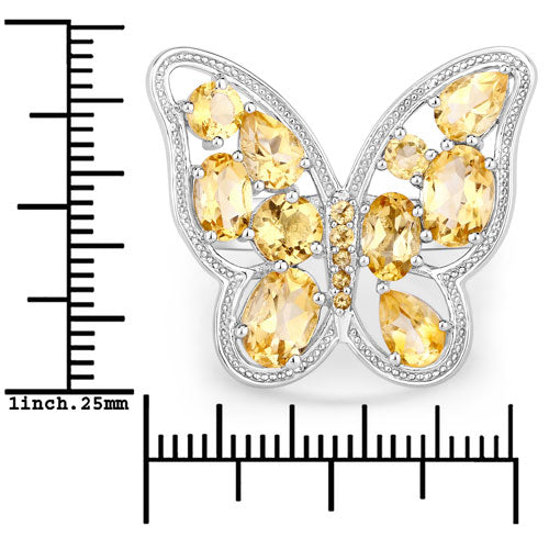 Bague Papillon en Citrine Naturelle de 4,43 Carats en Argent Sterling