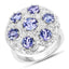 2.00 Carat Genuine Tanzanite and White Zircon Sterling Silver Ring