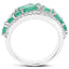 3.27 Carat Genuine Emerald and White Zircon Sterling Silver Ring