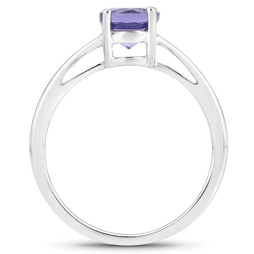 0.95 Carat Genuine Tanzanite Sterling Silver Engagement Ring