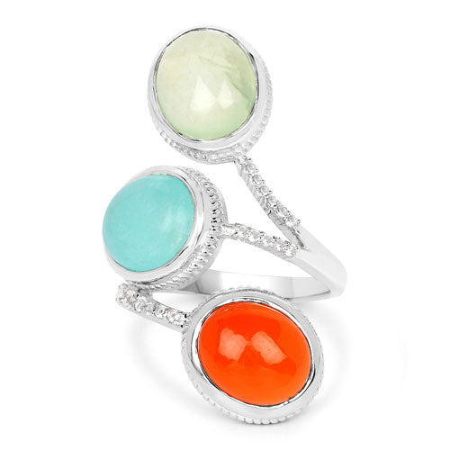 9.50 Carat Multi Stone .925 Sterling Silver Bypass Ring