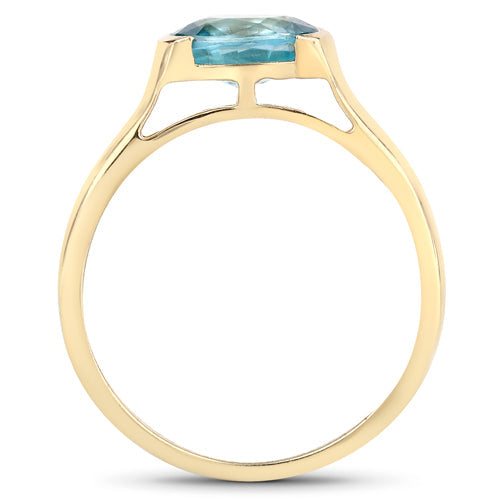 2.00 Carat Genuine Blue Zircon Sterling Silver Ring