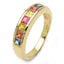 14K Yellow Gold Plated Multi Sapphire Sterling Silver Engagement Ring
