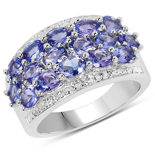 2.72 Carat Genuine Tanzanite Sterling Silver Engagement Ring
