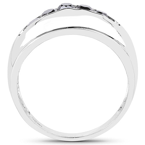 0.50 Carat Genuine Black Diamond Ring in .925 Sterling Silver