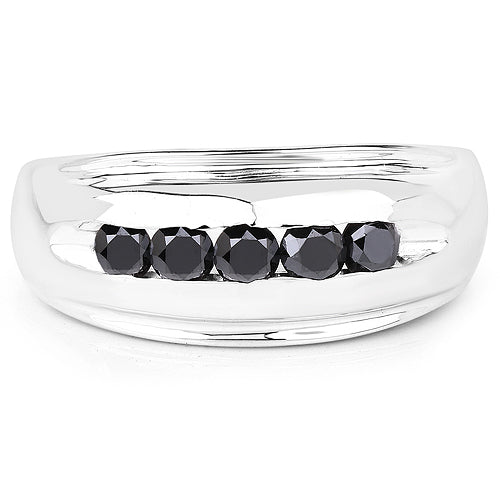 0.50 Carat Genuine Black Diamond Ring in .925 Sterling Silver