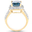 Anillo de Topacio Azul Londres y Topacio Blanco Bañado en Oro Amarillo de 14K