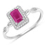 0.75 Carat Ruby and Diamond 14K White Gold Engagement Ring