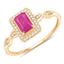 0.75 Carat Ruby and Diamond Halo Engagement Ring in 14K Gold