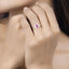 0.75 Carat Ruby and Diamond Halo Engagement Ring in 14K Gold