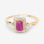 0.75 Carat Ruby and Diamond Halo Engagement Ring in 14K Gold