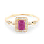 0.75 Carat Ruby and Diamond Halo Engagement Ring in 14K Gold