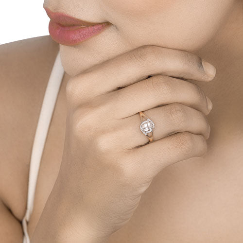 0.78 Carat Morganite and Diamond 14K Rose Gold Engagement Ring