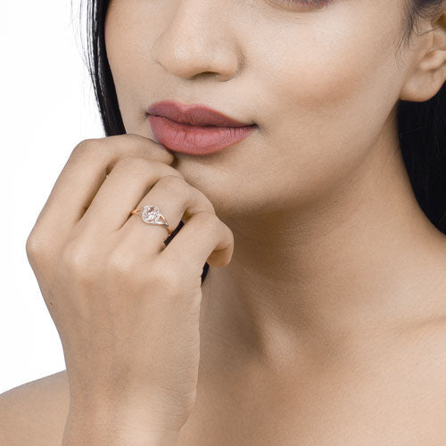 0.78 Carat Morganite and Diamond 14K Rose Gold Engagement Ring