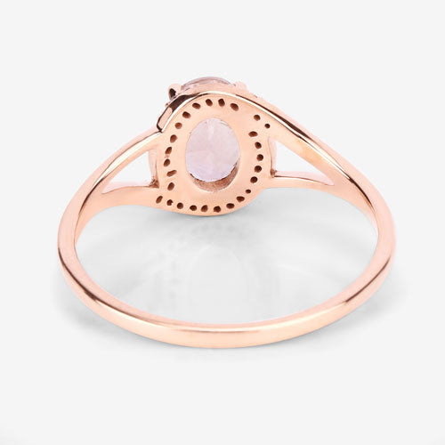 0.78 Carat Morganite and Diamond 14K Rose Gold Engagement Ring