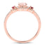 Bague en or rose 14K avec morganite de 0,63 carat, tourmaline rose et diamant