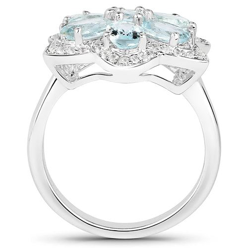 2.88 Carat Genuine Aquamarine Sterling Silver Ring