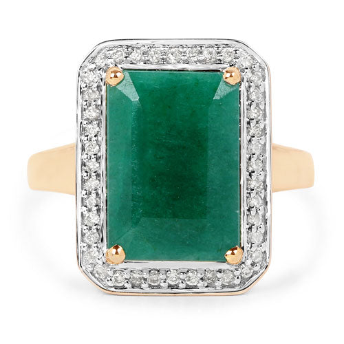 Bague Halo en Émeraude Teinte de 5,71 Carats et Diamants Blancs