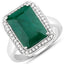 5.72 Carat Dyed Emerald and White Diamond Sterling Silver Ring