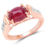 14K Rose Gold Plated Genuine Ruby & White Topaz Ring