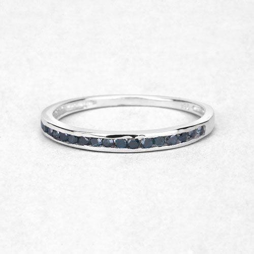 Bague en argent sterling avec diamant bleu véritable de 0,20 carat
