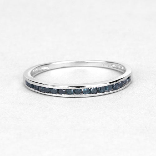 Bague en argent sterling avec diamant bleu véritable de 0,20 carat
