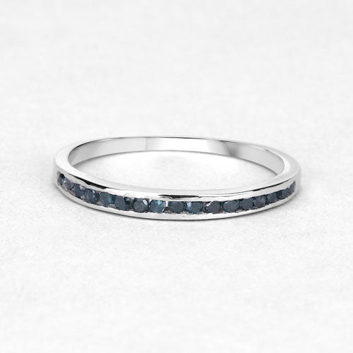 Bague en argent sterling avec diamant bleu véritable de 0,20 carat