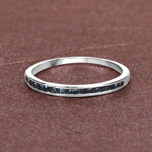 Bague en argent sterling avec diamant bleu véritable de 0,20 carat