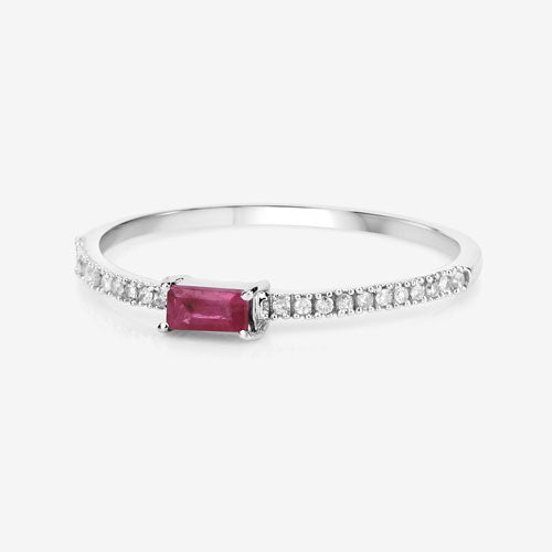 0.22 Carat Ruby and White Diamond 14K White Gold Engagement Ring
