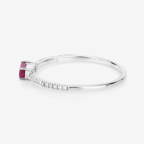 0.22 Carat Ruby and White Diamond 14K White Gold Engagement Ring