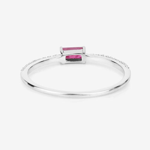 0.22 Carat Ruby and White Diamond 14K White Gold Engagement Ring