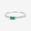 Bague de fiançailles en or blanc 14K avec émeraude zambienne de 0,18 carat et diamants