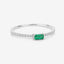 Bague de fiançailles en or blanc 14K avec émeraude zambienne de 0,18 carat et diamants