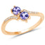 0.51 Carat Genuine Tanzanite and White Diamond 14K Yellow Gold Ring