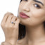 Bague Halo en Saphir Bleu et Diamants de 0,44 Carat en Or Blanc 14K