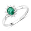 Bague de fiançailles en or blanc 14K avec émeraude zambienne de 0,40 carat et diamants
