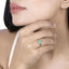 Bague de fiançailles en or blanc 14K avec émeraude zambienne de 0,40 carat et diamants