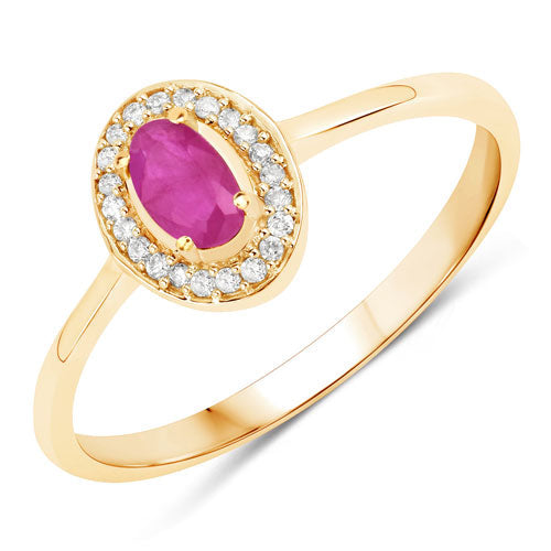0.33 Carat Ruby and Diamond 14K Yellow Gold Engagement Ring