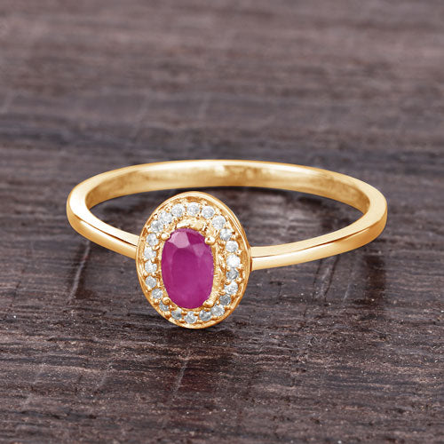 0.33 Carat Ruby and Diamond 14K Yellow Gold Engagement Ring