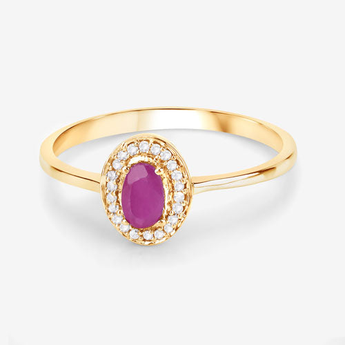 0.33 Carat Ruby and Diamond 14K Yellow Gold Engagement Ring