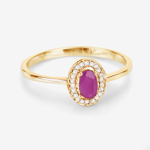 0.33 Carat Ruby and Diamond 14K Yellow Gold Engagement Ring