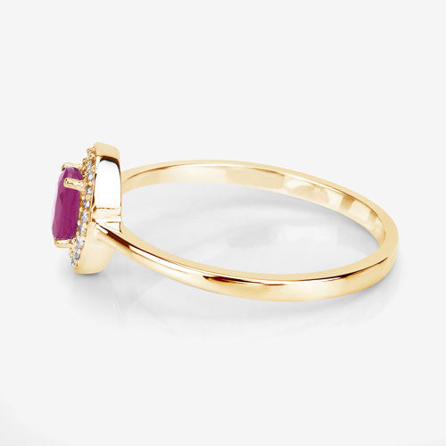 0.33 Carat Ruby and Diamond 14K Yellow Gold Engagement Ring