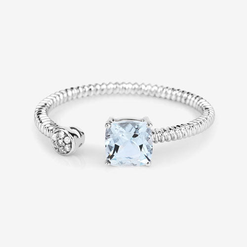 0.52 Carat Aquamarine and Diamond 14K White Gold Ring