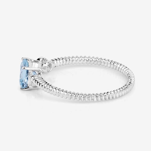 0.52 Carat Aquamarine and Diamond 14K White Gold Ring