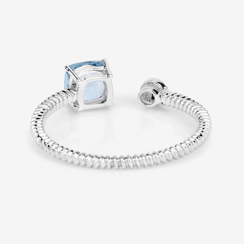 0.52 Carat Aquamarine and Diamond 14K White Gold Ring